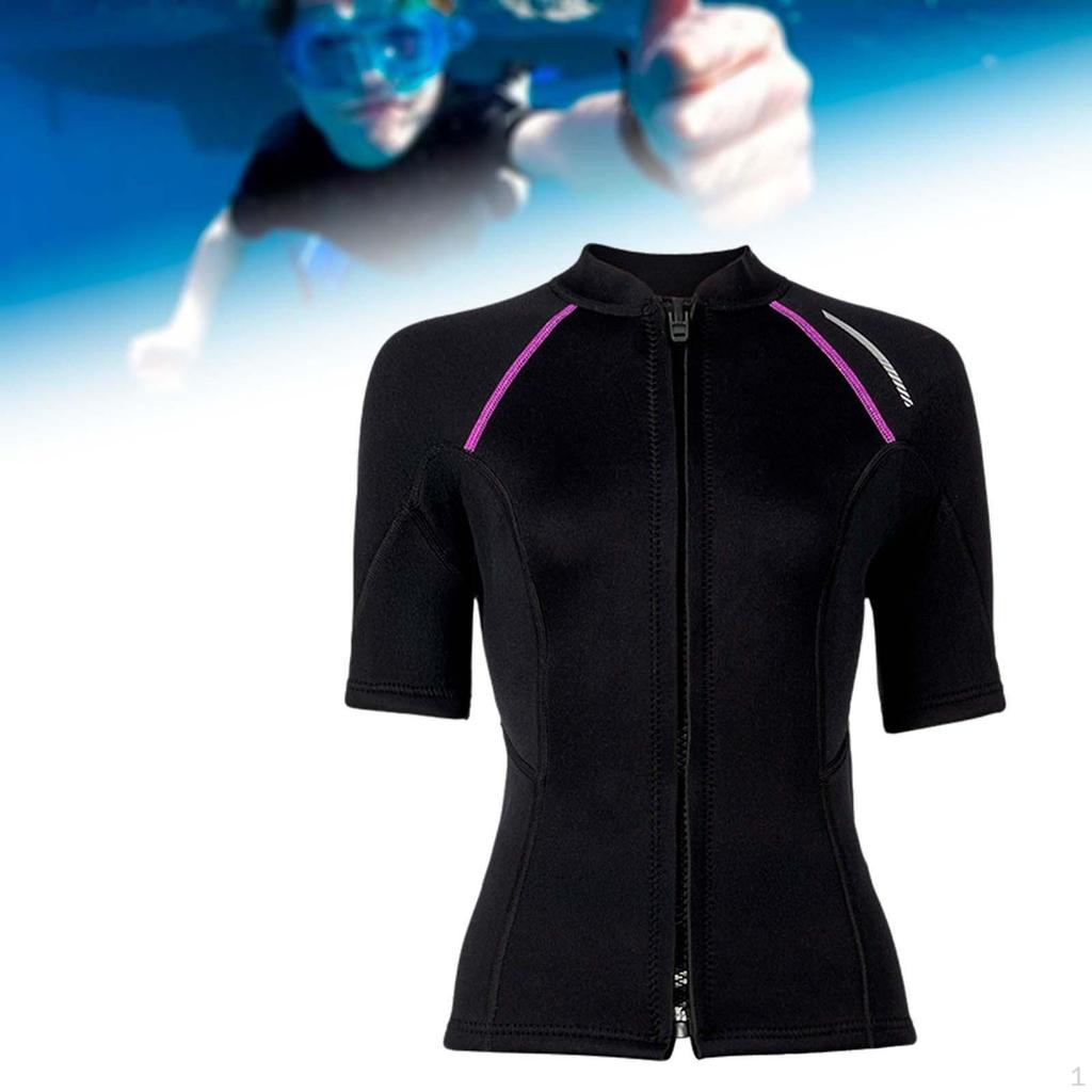 Woman Wetsuit Top Front Zipper Jacket Swimsuit for Canoeing Surfing Kayaking