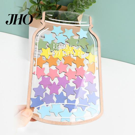 Reward Jar with Stand Wooden 25 Colorful Stars Flowers Kids Students Decoration Potty Training Positive Behavior Chart System Home Classroom