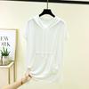 Taglie comode dalla L alla 6XL T-shirt con cappuccio in modal da donna estiva con tasca Magliette casual a maniche corte Fashion Tee Top camicia basic da abbinare a tutto