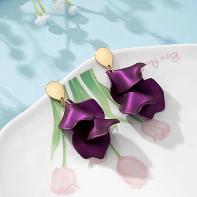 Bohemian Colorful Flower Petal Pendant Earrings for Women Fashion Party Drop Earrings Y2k Style Jewelry Accessory Bijoux