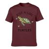 Just A Girl Who Loves Turtles Sea Turtle Hearts Unisex Summer Washed Tee Loose Distressed Top