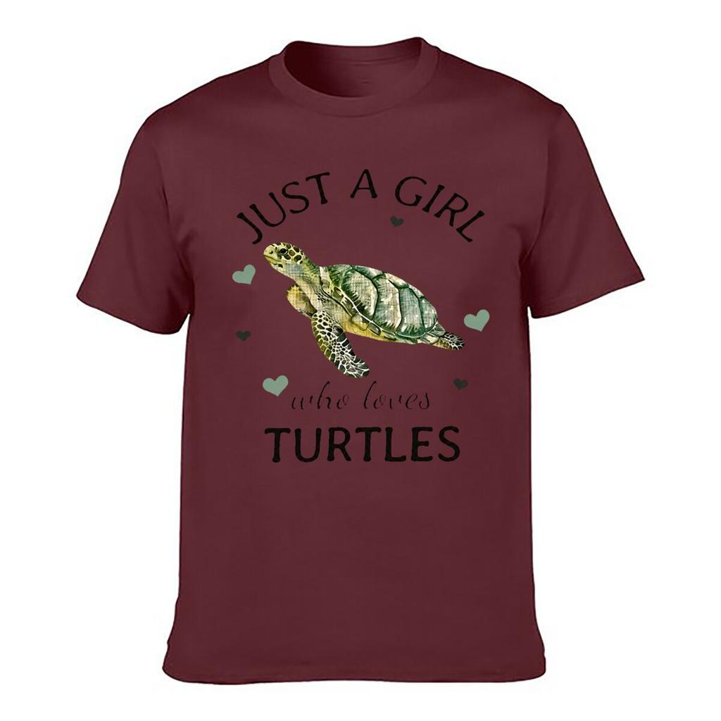 Just A Girl Who Loves Turtles Sea Turtle Hearts Unisex Summer Washed Tee Loose Distressed Top