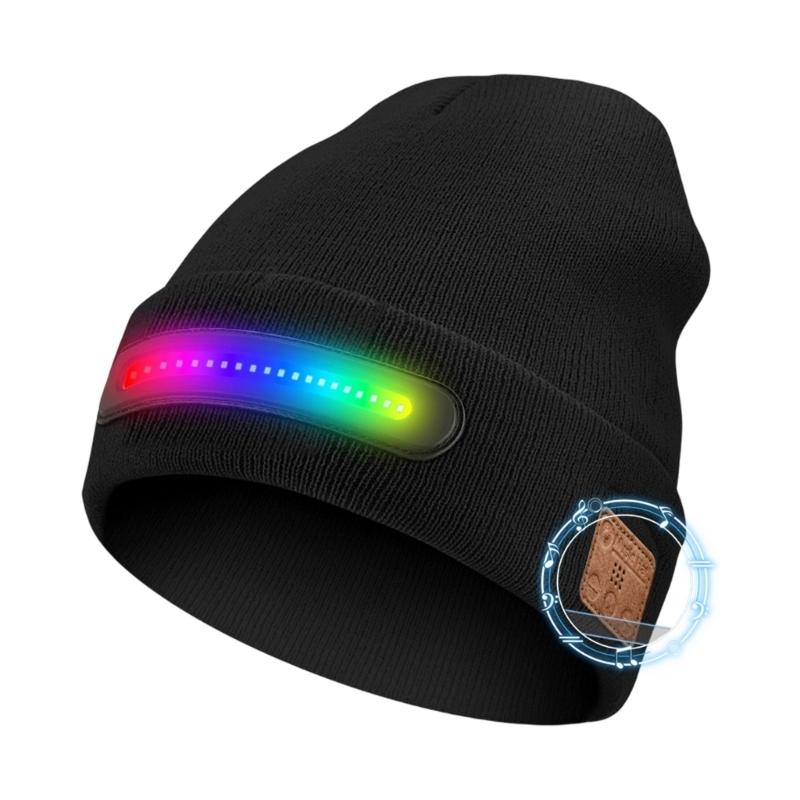Unisex Musical Hat for Teens Girls Boys Flashlight Cap Knitted Winter Hat with Lights Sports Costume Props Skull Cap