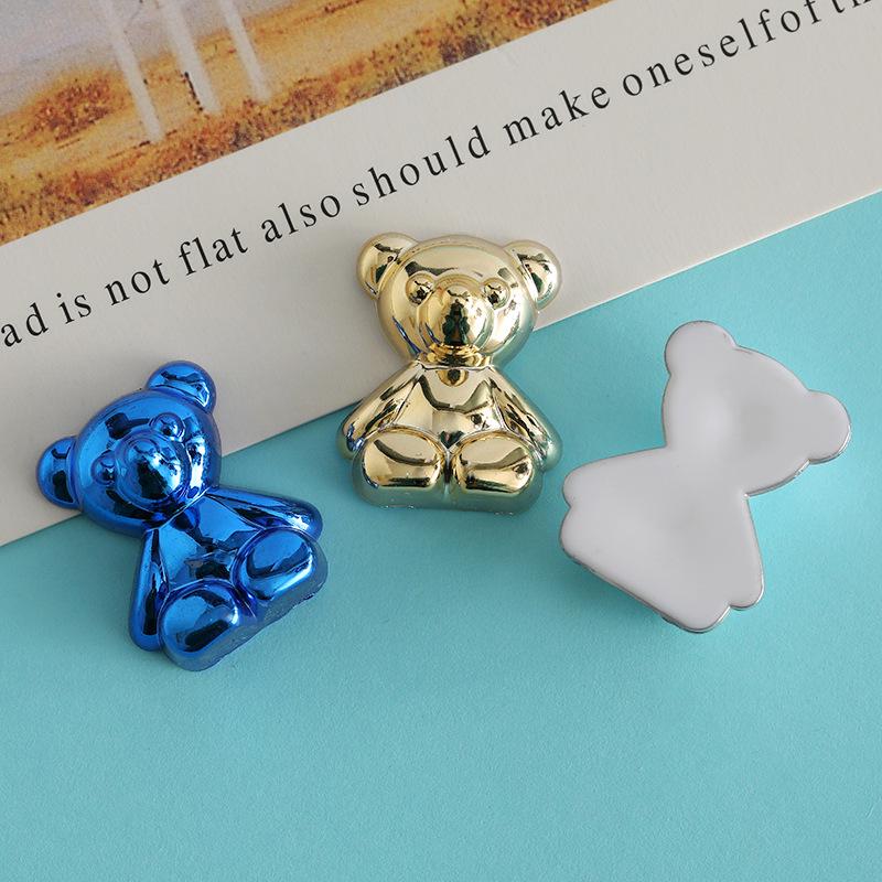 Popular Gold & Silver Bear Resin Accessories for DIY: Phone Cases, Hair Clips, Pendants, and Fridge Magnets