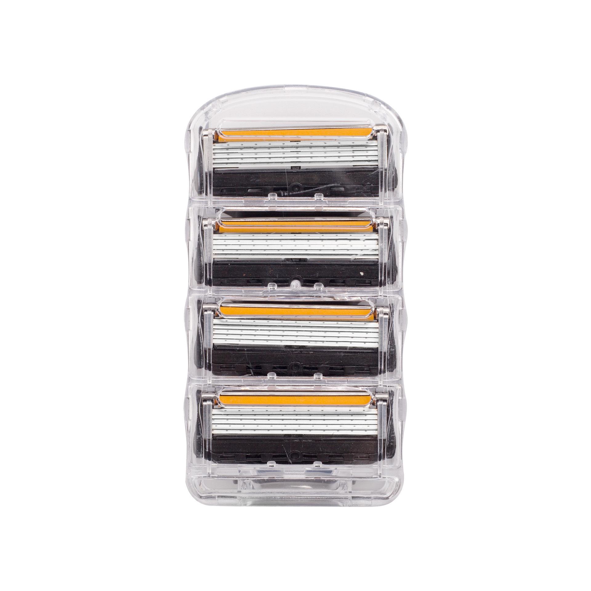 

Ультратонкая бритва с пятью лезвиями оранжевого цвета, моющейся поворотной головкой и защитой от царапин Default