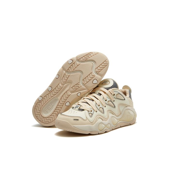 Fila Fusion X Mitchell Ness Vertical Fusion Sneakers Round Toe Lace-Up Low-Top Basketball Shoes Women Sneakers Dolphin-Gray Light-Pink T12W343207FPA