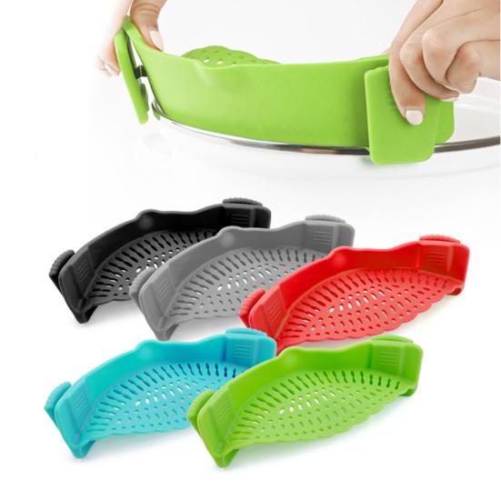 Clip-On Silicone Strainer for Pots And Pans Food Pasta Vegetable Drainer Heat-Resistant Dishwasher Safe Kitchen Colander