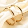 European American 18K Gold Striped C-Shape Stainless Steel Stud Earrings - 5MM, Simple, Versatile Fashion for Women