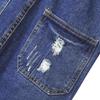 Lässige Streetwear Loch Denim Jumpsuits Damen Locker Latzhose Tasche Lange Hosen Taille Gerade Jeans Overalls