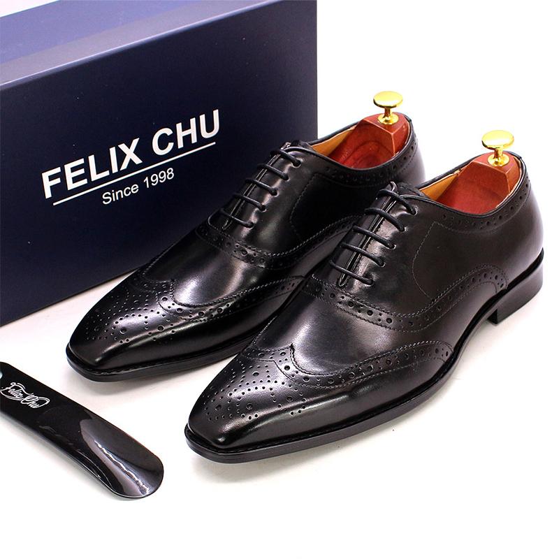 Fashion Size 7-12 Handmade Men's Wingtip Oxford Shoes Genuine Calfskin Leather Brogue Dress Shoes Classic Business Formal Shoes for Men