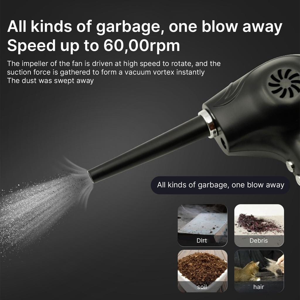 Electric   Duster with Light 60000RPM 2 Gears   Rechargeable Cordless Handheld   Blower with 5 Nozzles for Home PC Keyboard Car Interior 