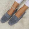 Women Slip On Casual Flat Shoes Metal Buckle Loafers Comfortable Lightweight Breathable Knit Fabric Large Size