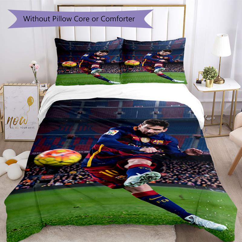 Set Biancheria da Letto Messi Copripiumino Traspirante con Federe Biancheria da Letto Decorativa per Camera da Letto Decorazione Casa Regalo di Compleanno
