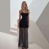 European and American Summer Women's Clothing New Sexy Suspender Polka Dot Printing Mesh Splicing Dress