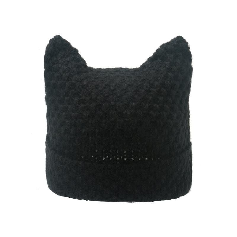 

Korean cute ins little devil striped knitted wool hat female cat ears cute ear protection pullover hat female M（56-58cm）