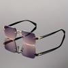 1 Set of Trendy New Boutique Fashion Glasses Women's Frameless Temperament Glasses Face Enhancing Small Fashionable