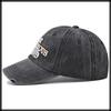 Baseball English CZA438 [White Fang] Hat, Cap, Cap, Embroidered, Letters, Distressed, Sports, Casual, Men's, Women's, (Black)