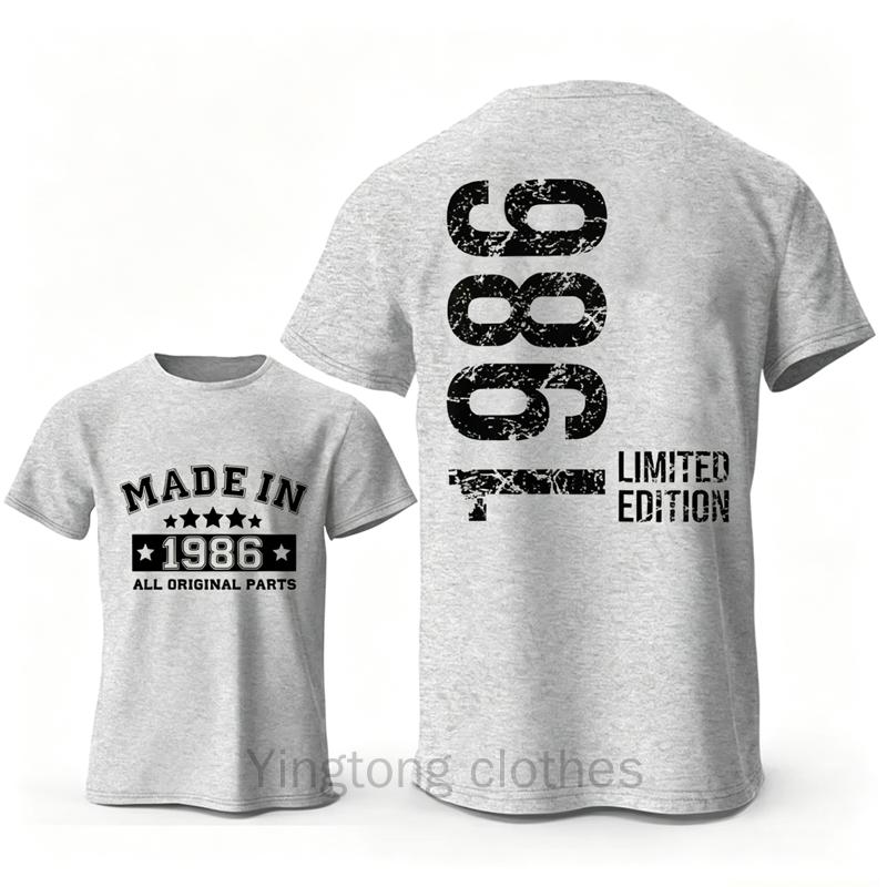 T-shirts Rétro pour Homme pour le 40ème Anniversaire: Fabriqué en 1986 Toutes les pièces d'origine Avant et 40 Édition Limitée Graphique Arrière T-shirts à Manches Courtes