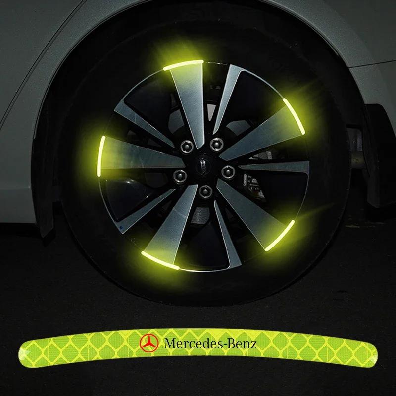 Car Sticker 20pcs Car Wheel Hub Stickers Decorative Reflective Stickers For Mercedes Benz B/C/E/S Class A Class C200L GLC GLK Ne