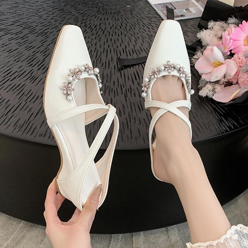 

Fashion Crystal Women Slippers Slingback Dress Mules Shoes Designer Woman s Heeled Sandals 2025 Summer Fashion Slides Mujer De Zapatos 35 бежевый