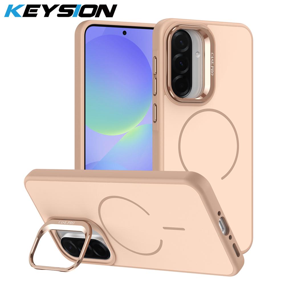 

KEYSION Matte Skin Feel Lens Stand Phone Case for Magsafe for Samsung A56 5G A36 5G Magnetic Shockproof Cover for Galaxy A16 5G for Samsung A56 5G золотой
