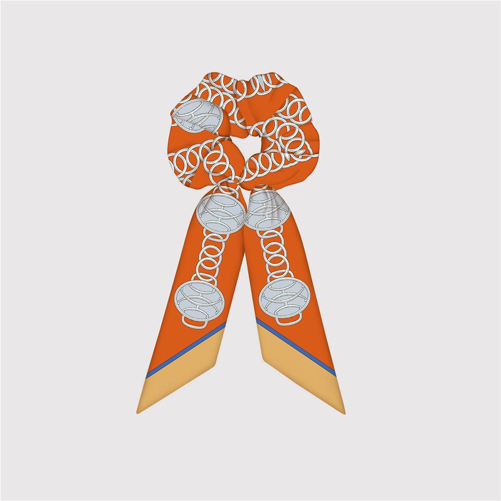 Naturalny Jedwab Duże Gumki do Włosów Gumki Wstążki do Włosów Wzór Łańcucha Elastyczne Gumki do Włosów Kucyk Kobiety Elegancki Szalik Akcesoria do Włosów