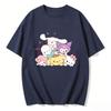Summer Cute Sanrio Characters Stacked Print Tshirt Casual Short Sleeve Tees for Mom and Daughter Sweet Family Matching Outfits