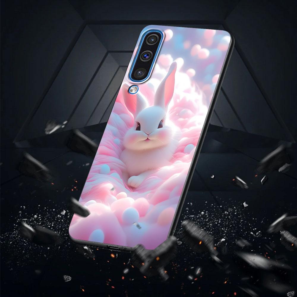 A Cute Rabbit With A Purple Hat Case for Samsung Galaxy A10s A50 A50s A02s A03s A20 A30 A20e A70 A70s A20s A30s A10 Black Cover