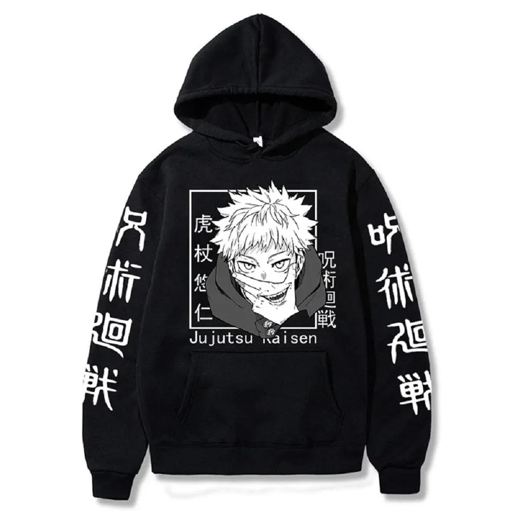 Japanese Anime Print Sweatshirts Jujutsu Kaisen Hoodie Harajuku Autumn Winter Streetwear Clothe Yuji Itadori Plus Size Hoodie