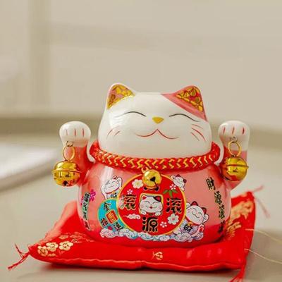 Frasco de Poupança Acabamento Fino Grande Capacidade Cerâmica Estilo Japonês Gato da Sorte Mealheiro para Casa