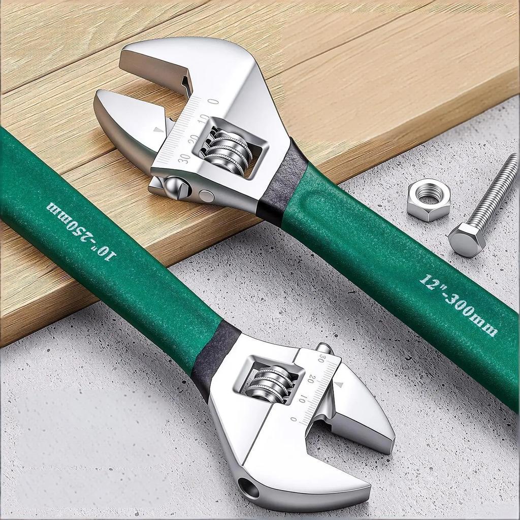 Industrial Heavy Duty Adjustable Wrench Large Opening Anti-Slip Ergonomic Spanner for Motorcycle Mechanical Repair