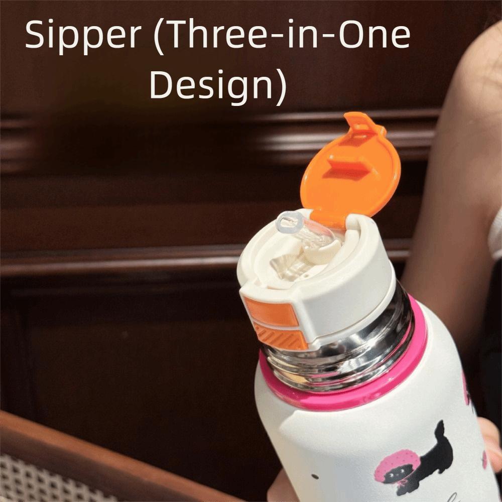 600ml Insulated Cup Large Capacity Vacuum-insulated Bottle Gifts Cartoon Water Cups