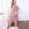 Lockere einteilige Nachtwäsche mit Kapuze für Damen, Flanell-Overall, Pyjama, Winter, verdickte, warme Homewear, lässige Loungewear, Nachtwäsche