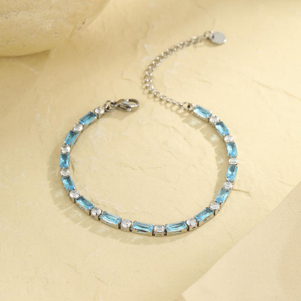 GEMCHIC Women's Stainless Steel Colorful Zircon Bracelet Fashion Luxury Versatile Jewelry for Everyday