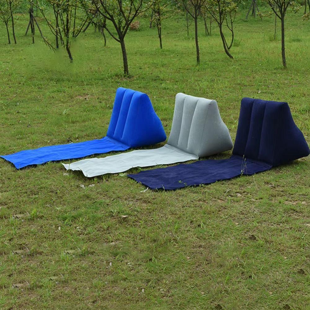 

Foldable Inflatable Travel Mattress PVC Flocking Inflatable Chair Seat Household небо синє кольору