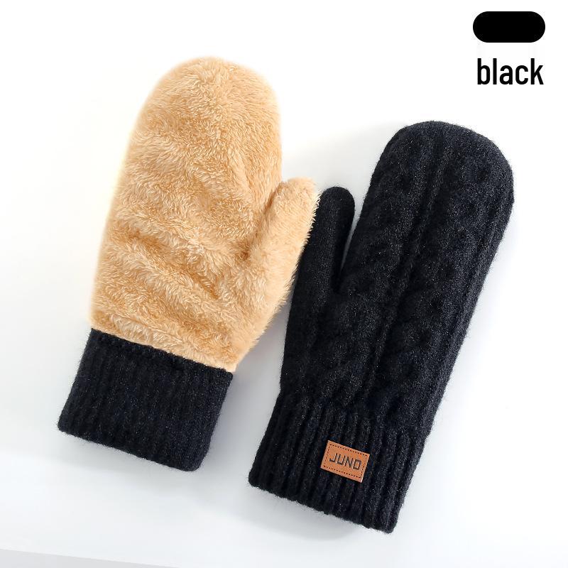 Sıcak Kış Çift Katmanlı Polar Astarlı Örgü Binicilik Eldivenleri