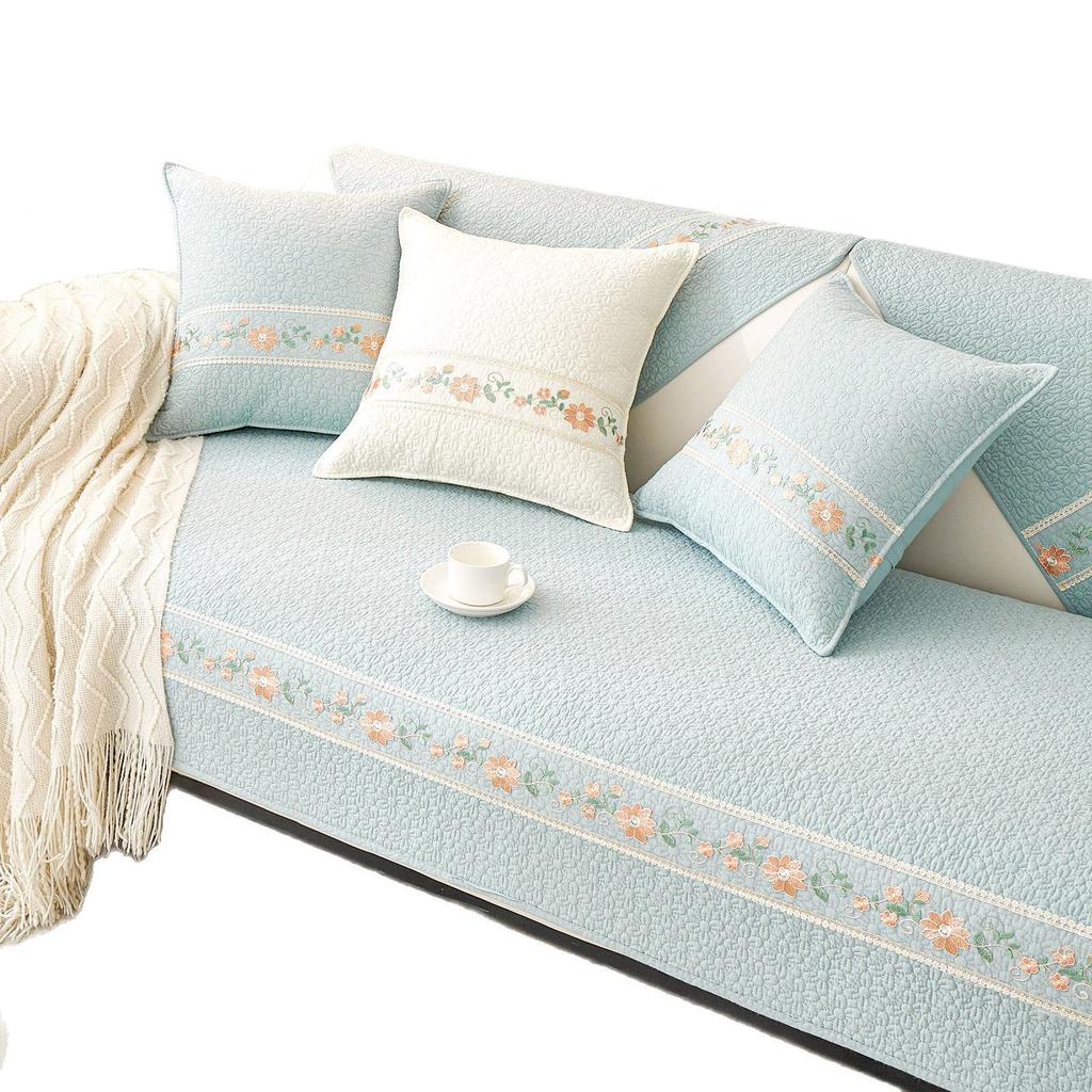 Pure Cotton Sofa Cushion, Universal In All Seasons, Non-Slip, Small And Fresh  High-End Sofa Cover Towel, Cream Wind Seat Cushion