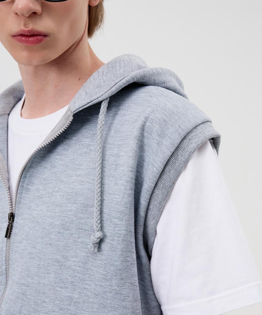 Topboy Basic Standard Double-Sided Sleeveless Zip-Up Hoodie Gray
