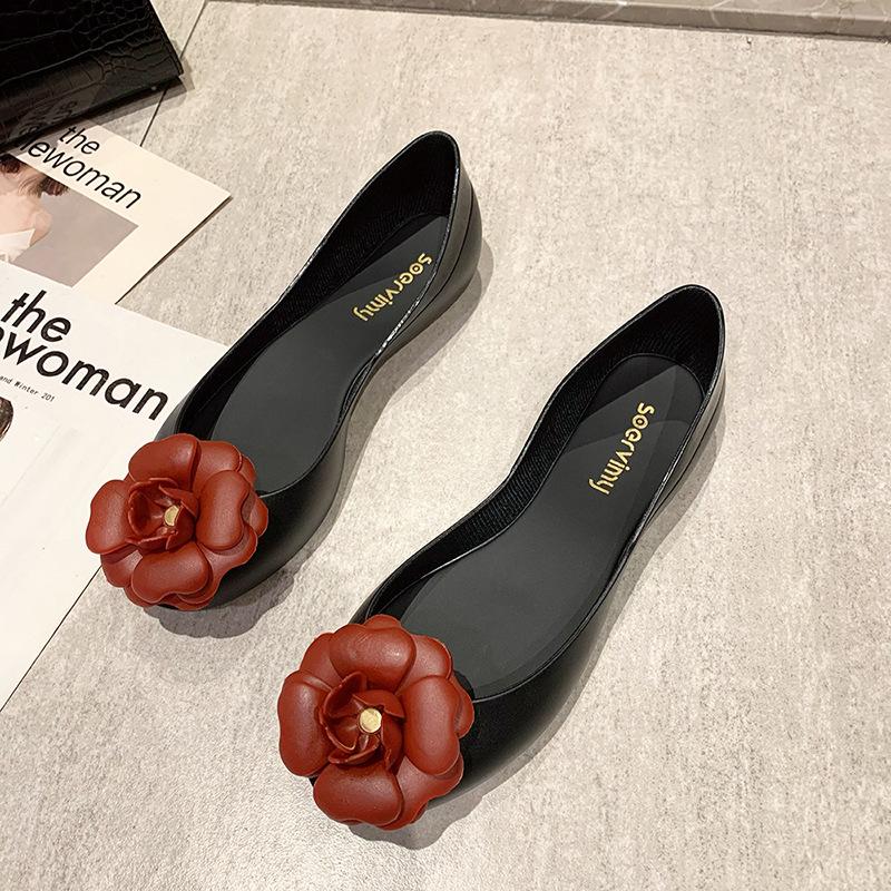 

Fashion Flower Clear jelly sandals women plastic sandales flat floral transparent pvc sandalias summer peep toe candy shoes woman 2025 5 чёрный
