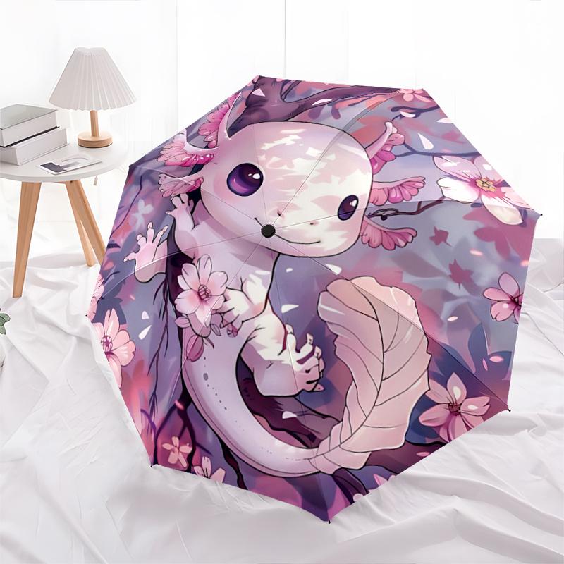 

1pc Axolotl on a Tree Pattern Automatic Umbrella, 8 Iron Frames, High-Value Folding Umbrella, Suitable for Office, Travel and Outdoor Adventure.P011