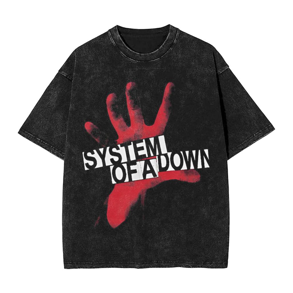 Pánské tričko SOAD System Of A Down Rocková hudba Prané tričko Plážové tričko Y2K Základní potištěné ležérní topy