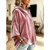 Damska gładka welurowa bluza z kapturem i rękawem 3/4, casualowy top hoodie na jesień zimę