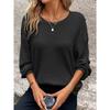 JPNTKY Women's Fashion Casual Solid Color Print Long Sleeve O-Neck Blouses & Shirts