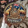 Australisches Staatswappen Metall-Wandplakette 7,8 Zoll Rundes Vintage-Aluminiumschild Heimbar Café Garage Dekoration
