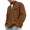 Men's Retro Corduroy Long Sleeve Shirt with Zip-Up Stand Collar Casual Top
