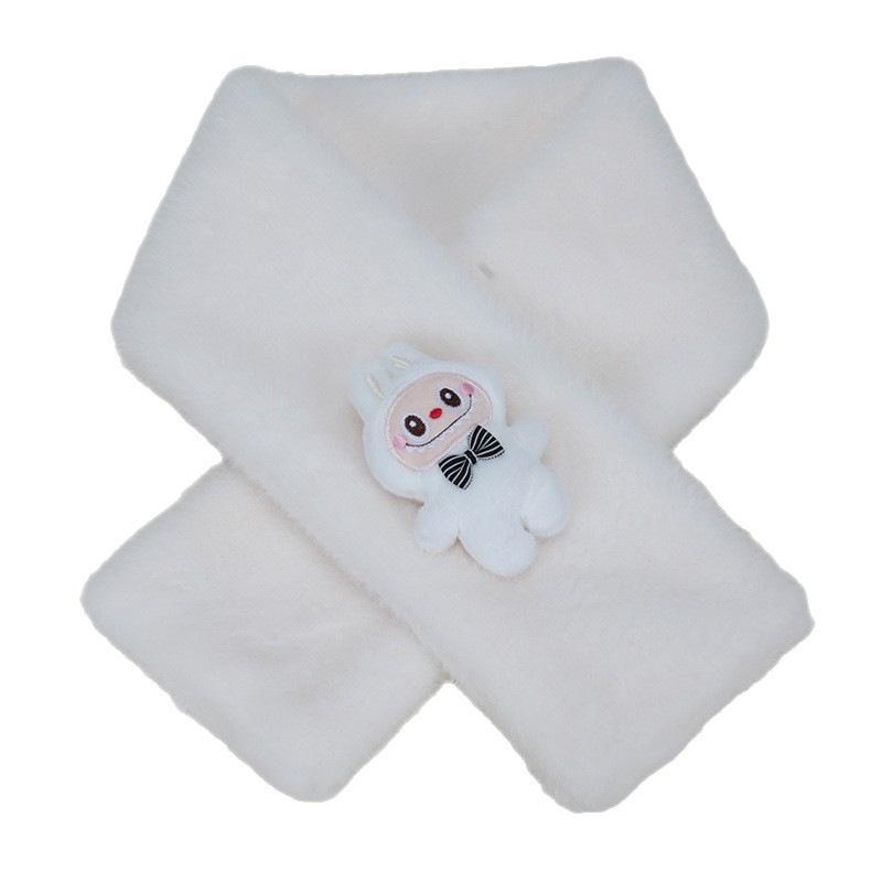 2025 Autumn/Winter Cute Cartoon Plush Scarf: Faux Rabbit Neck Warmer for Girls