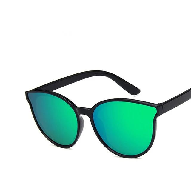 

Children high-end Cat Eye Sunglasses Kids Mirror Lens Summer Round Sun Glasses UV400 Protection Eyewear For Girls Boys AS PICTURE