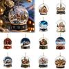 Festival Celebration Gifts Christmas Crystal Ball Style Pendant with Hanging Rope, 2D Flat Acrylic Durable Decorations Ornament for Holiday