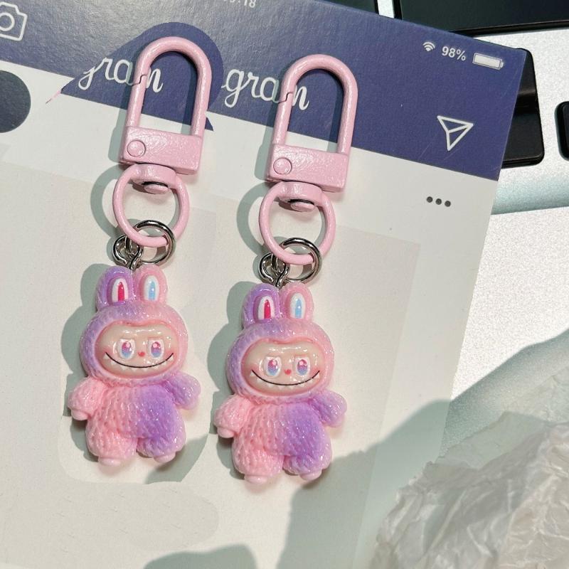 

2 шт. Мультяшный Градиентный Брелок Лабубу Милый Талисман Подвеска Шарм для Сумки Смола Брелок Подарок Ювелирное Украшение Аксессуар розовый