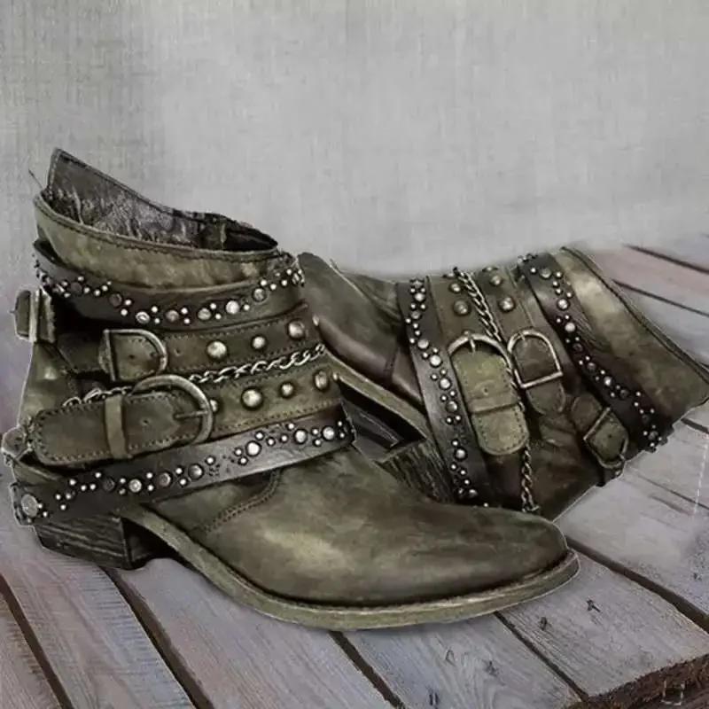 Autumn And Winter Fashion Women'S Boots New Platform Casual Leather Plus Size 43 Women'S Boots Belt Buckle Boots